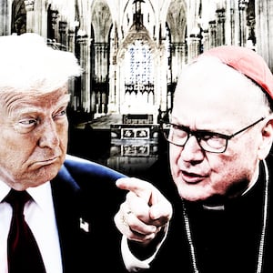 Donald Trump and Cardinal Timothy Dolan, the head of Catholic Bishops of New York State.