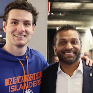 Kash Patel with NHL player.
