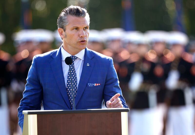Pete Hegseth delivers remarks during the Department of War 2025 National Prisoner of POW/MIA Recognition Day ceremony at the Pentagon on September 19, 2025 in Arlington, Virginia.