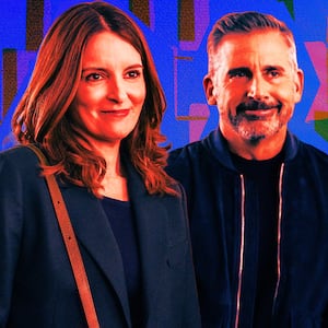 A photo illustration of Tina Fey and Steve Carell.
