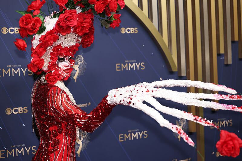 Los Angeles, CA   September 14, 2025  Lucky Starzzz on the red carpet at the 77th Primetime Emmy Awards at the Peacock Theater in Los Angeles, CA, Sunday, Sept. 14, 2025. (Allen J. Schaben / Los Angeles Times via Getty Images)