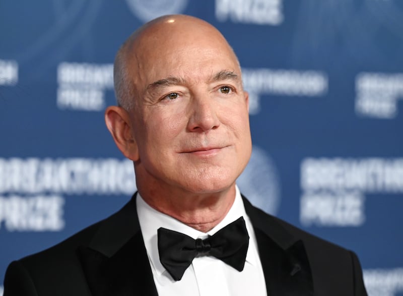 Jeff Bezos at The 11th Breakthrough Prize Ceremony held at Barker Hanger on April 05, 2025 in Santa Monica, California. (Photo by Gilbert Flores/Variety via Getty Images)