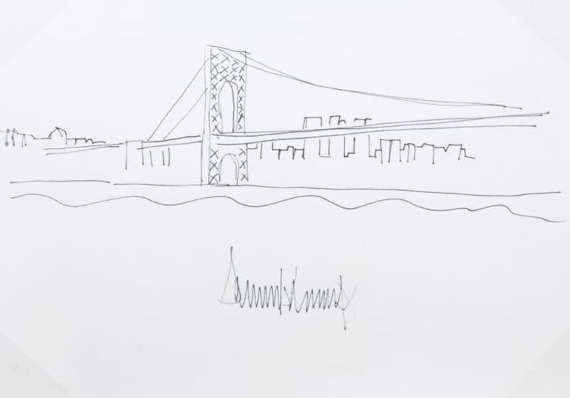 Donald Trump's George Washington Bridge drawing circa 2006 from Julien's Auctions.