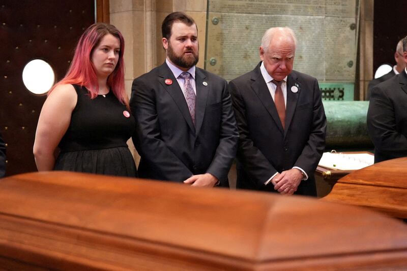 Sophie Hortman, Colin Hortman, and Tim Walz.