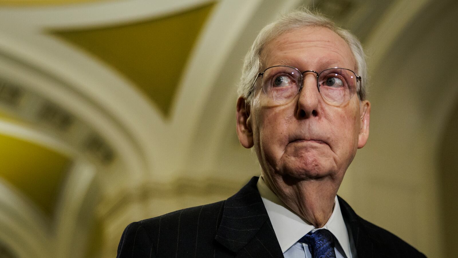 Senate Minority Leader Mitch McConnell (R-KY) speaks during a press conference following the Republicans weekly policy luncheon on January 23, 2024 in Washington, DC.