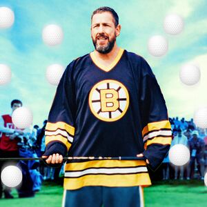 A photo illustration of Adam Sandler as Happy Gilmore in Happy Gilmore 2.