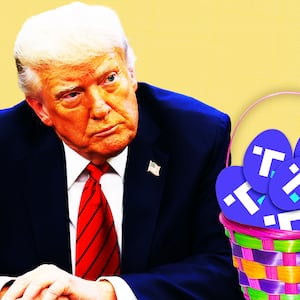 Donald Trump, Truth Social egg basket illustration