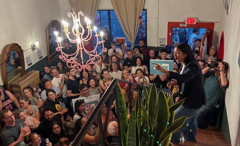 Deja Foxx speaking at a campaign event ahead of the special election Democratic primary for Arizona's 7th District.