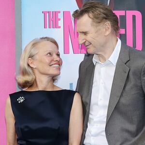 Pamela Anderson and Liam Neeson attend "The Naked Gun" New York Premiere