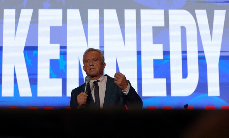 Independent presidential candidate Robert F. Kennedy Jr. addresses the Libertarian Party's national convention in Washington, U.S., May 24, 2024.