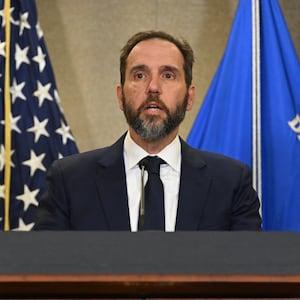 Special counsel Jack Smith announces Donald Trump's indictment at the Department of Justice in August 2023.