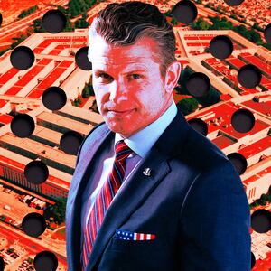 A photo illustration of Secretary of Defense Pete Hegseth.