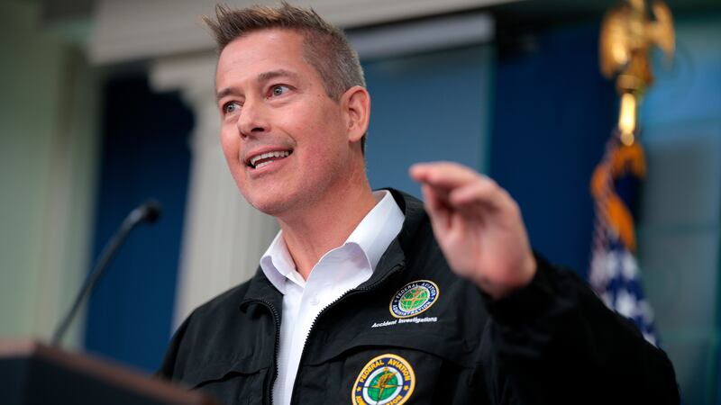 WASHINGTON, DC - JANUARY 30: U.S. Secretary of Transportation Sean Duffy participates in a news conference about the collision of an American Airlines flight with a military Black Hawk helicopter near Ronald Reagan National Airport, in the Brady Press Briefing Room at the White House on January 30, 2025 in Washington, DC. Officials believe that all 64 people on the commercial jet and the three service members on the U.S. Army helicopter died when they collided midair and crashed into the Potomac River airport outside Washington, D.C. on Wednesday. (Photo by Chip Somodevilla/Getty Images)