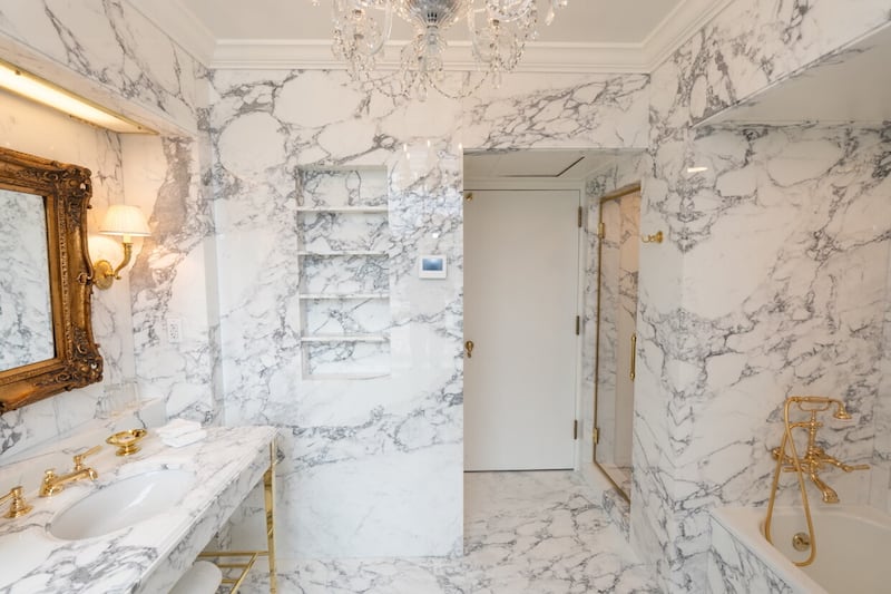 President Trump shared photos of the renovation he made to the bathroom in the Lincoln bedroom, changing it to all marble.
