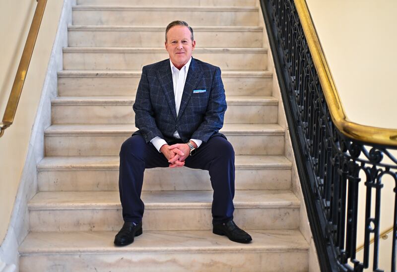 Sean Spicer, host of The Sean Spicer Show, is photographed at the Canon House Office Building on February 13, 2025 in Washington, D.C.