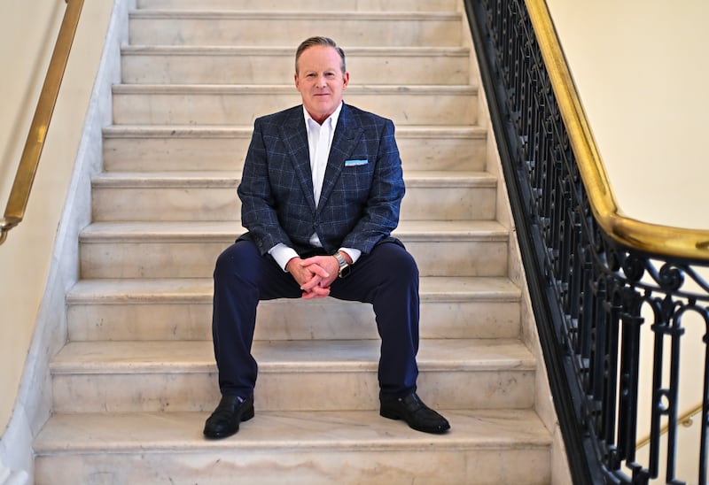 Sean Spicer, host of The Sean Spicer Show, is photographed at the Canon House Office Building on February 13, 2025 in Washington, D.C.