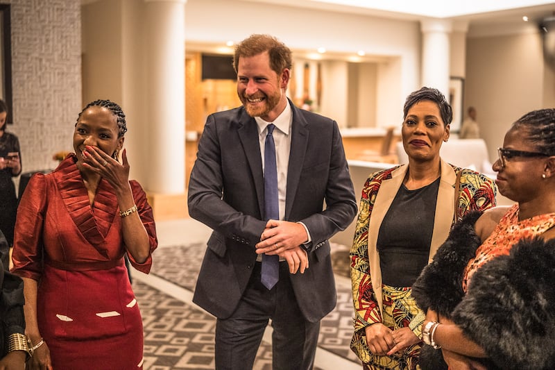 Sophie Chandauka and Prince Harry at a Sentebale reception in South Africa in 2024