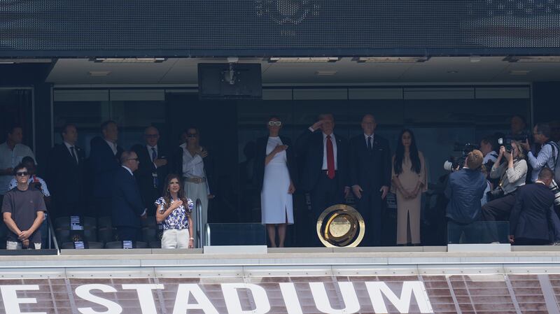 Trump and several Cabinet members watched the FIFA match from a luxury box.
