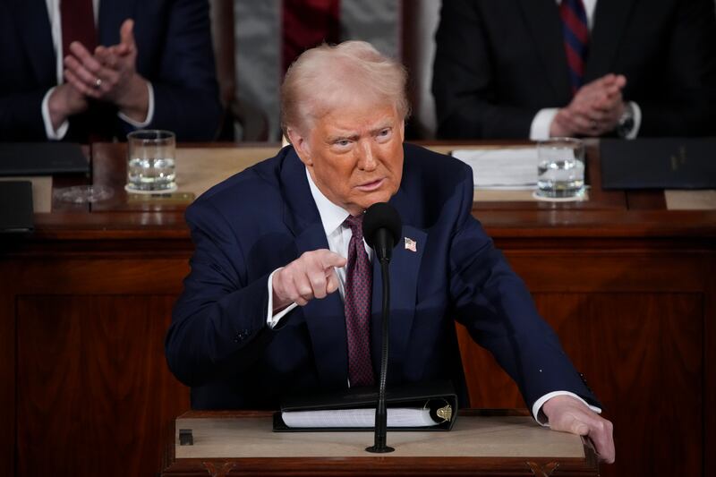 U.S. President Donald Trump addresses a joint session of Congress at the U.S. Capitol on March 04, 2025 in Washington, DC.