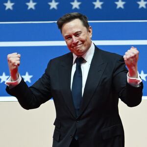 WASHINGTON, DC - JANUARY 20: Elon Musk appears at Capital One Arena where there was a live feed of the swearing in ceremony and a Presidential Parade on Monday January 20, 2025 in Washington, DC. Weather has moved Monday's inauguraton indoors. (Photo by Matt McClain/The Washington Post via Getty Images)