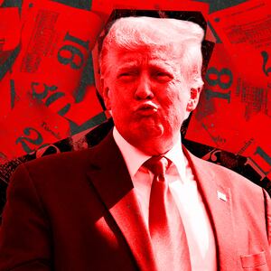 A photo illustration of former President Donald Trump over a background of the calendar.