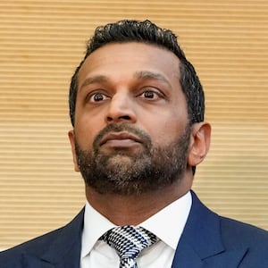 FBI Director Kash Patel attends a press conference announcing details on the suspect in the shooting of U.S. conservative commentator Charlie Kirk