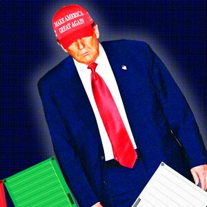 Donald Trump, cargo containers photo illustration