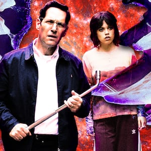 Paul Rudd and Jenna Ortega from Death of a Unicorn.