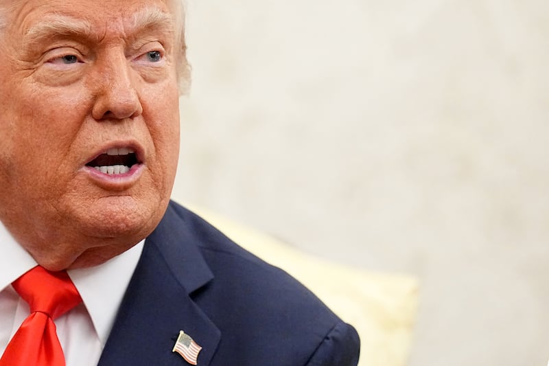 President Donald Trump meets with the German Chancellor Friedrich Merz in the White House Oval Office in Washington, D.C., on June 5, 2025.