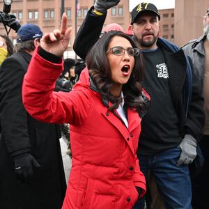 Rep. Lauren Boebert (R-CO) alongside Trump supporters speaks to the media outside the DC Central Detention Facility where some defendants from the January 6, 2021 attack on the US Capitol are being held, in Washington, DC, on January 21, 2025.