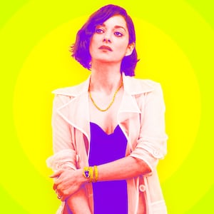A photo illustration of Marion Cotillard in "The Morning Show."