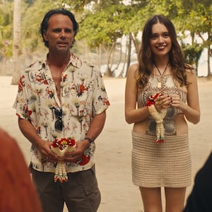 Walton Goggins and Aimee Lou Wood.