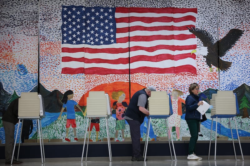 Virginia voters cast their ballots at Robius Elementary School November 4, 2025 in Midlothian, Virginia.