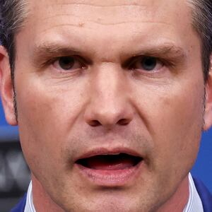 U.S. Defense Secretary Pete Hegseth holds a press conference during a NATO Defence Ministers meeting at the Alliance's headquarters in Brussels, Belgium February 13, 2025. REUTERS/Yves Herman