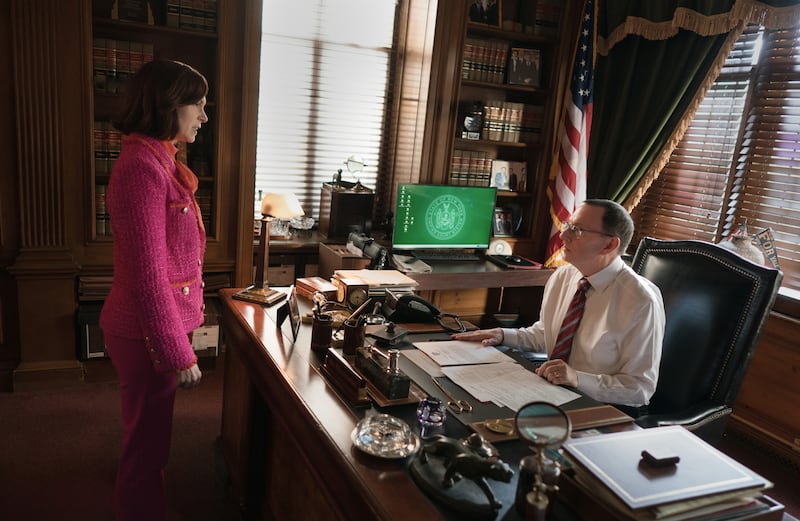 Carrie Preston as Elsbeth Tascioni and Michael Emerson as Judge Milton Crawford