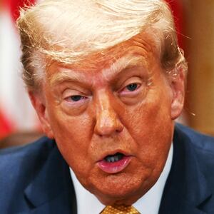 President Donald Trump speaks during a cabinet meeting in the Cabinet Room of the White House in Washington, DC, on July 8, 2025.