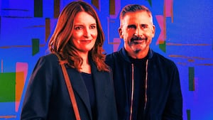 A photo illustration of Tina Fey and Steve Carell.