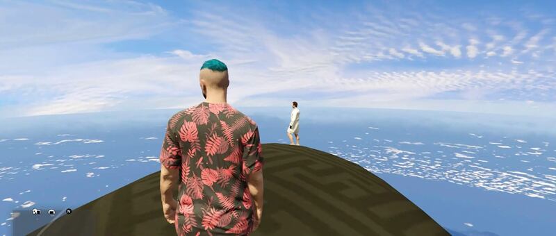 A photo still from Grand Theft Hamlet