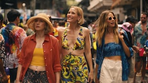 Carrie Coon, Leslie Bibb, and Michelle Monaghan in ‘The White Lotus’ season three.