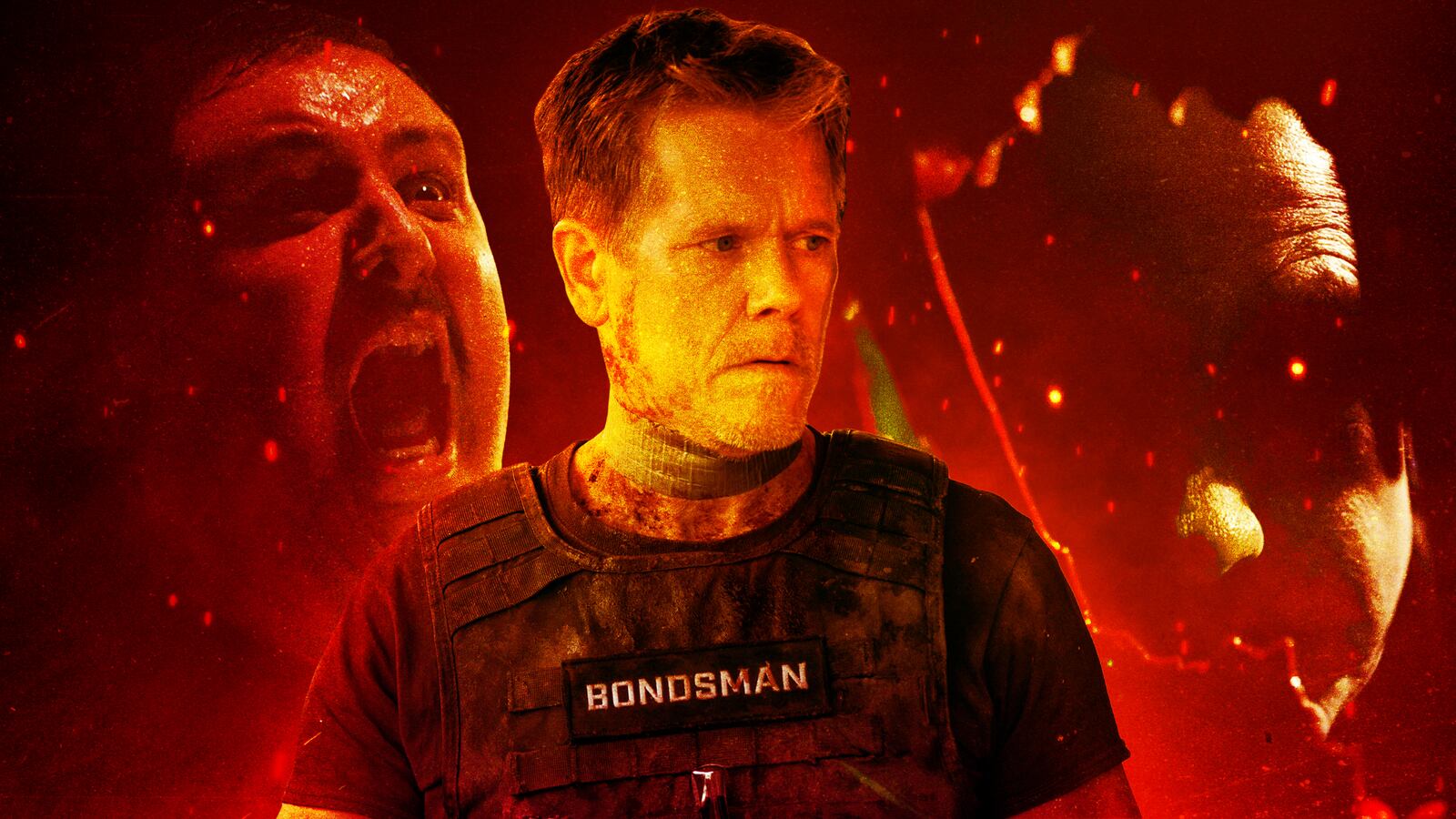 A photo illustration of Kevin Bacon in The Bondsman.