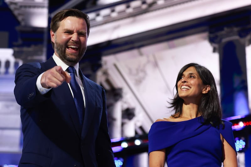 Usha Vance defended her husband, JD Vance, for his "childless cat ladies" comment.