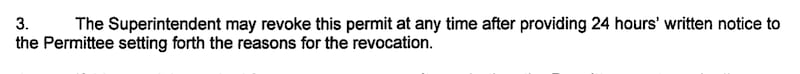 The statue's removal violates a permit issued by the DOI.