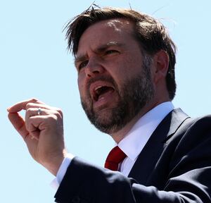 U.S. Vice President JD Vance speaks, during a tour of Nucor Steel Berkeley in Huger, South Carolina, U.S., May 1, 2025. REUTERS/Kevin Lamarque/Pool