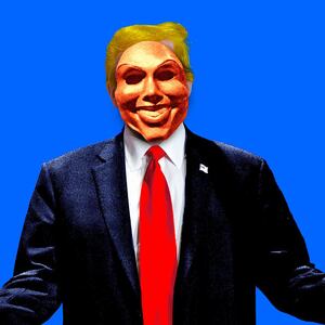A photo illustration of Donald Trump wearing a mask from ‘The Purge’