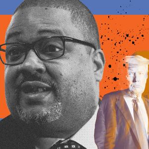 A photo illustration of Manhattan DA Alvin Bragg and Donald Trump.