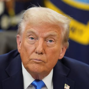 U.S. President Donald Trump looks on as he sits, in the Oval Office at the White House in Washington, D.C., U.S., September 19, 2025.
