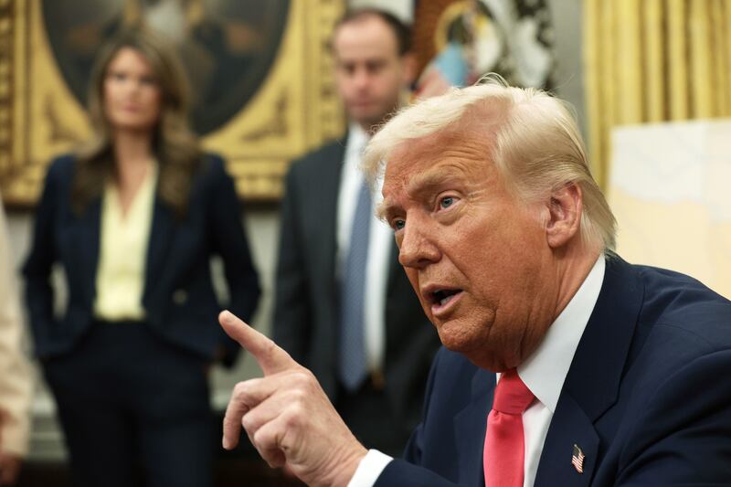 U.S. President Donald Trump speaks after signing executive orders in the Oval Office of the White House on March 06, 2025 in Washington, DC.