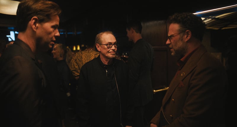 Ike Barinholtz, Steve Buscemi and Seth Rogen in The Studio.