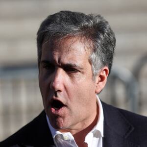 Michael Cohen speaks to the press after attending the Trump Organization civil fraud trial, outside New York State Supreme Court in the Manhattan borough of New York City, U.S., October 25, 2023.