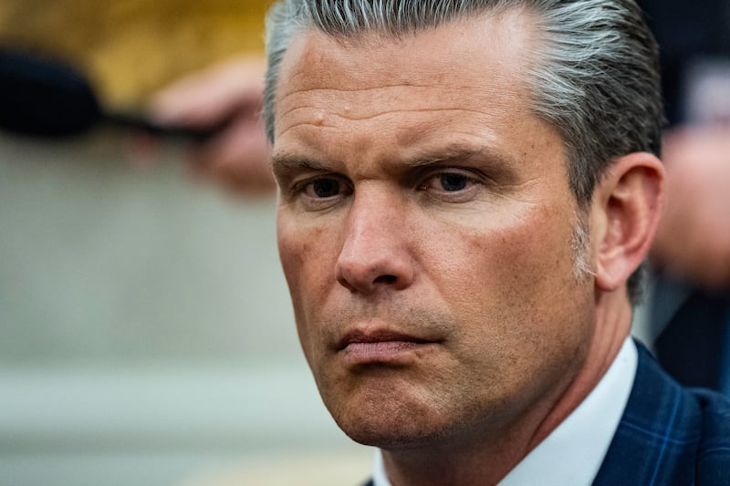 U.S. Secretary of Defense Pete Hegseth in the Oval Office of the White House in Washington, DC on October 22, 2025.